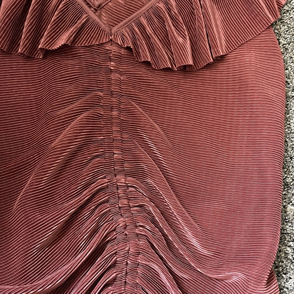 Express Burgundy Ruffled Blouse - Picture 2 of 3